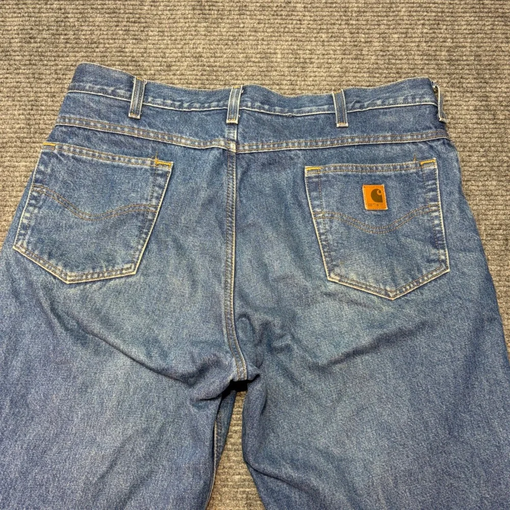 Carhartt Flannel Lined Relaxed Fit Straight Leg Jeans Mens 38x31 Blue Denim